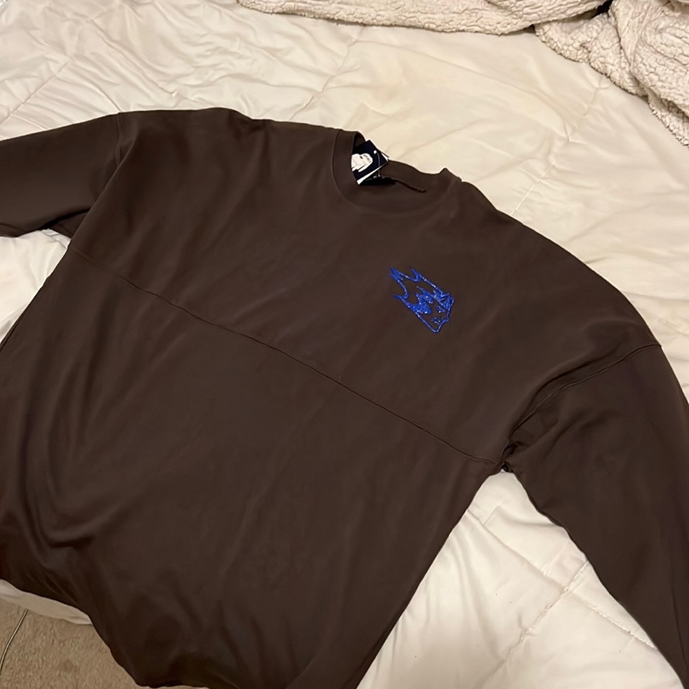 Gray UW Stout long sleeve tshirt with blue writing